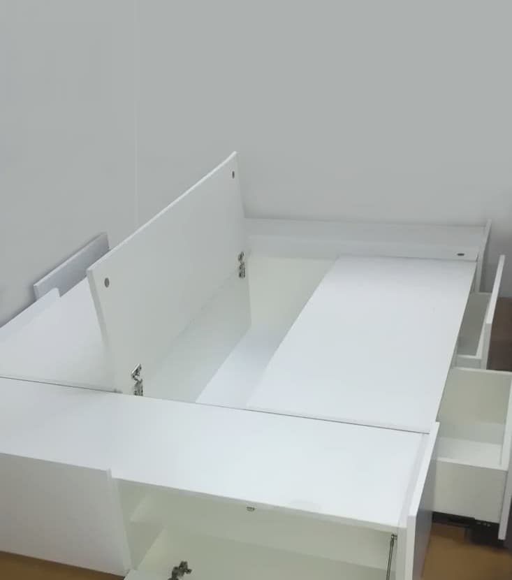cama 2 plazas con botinero en mdf melamina